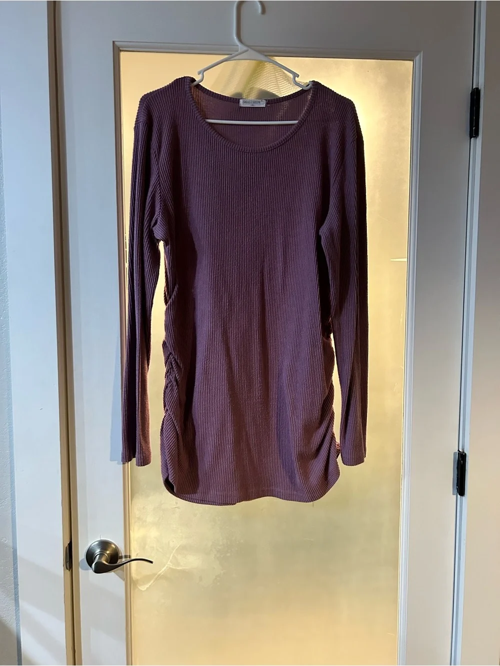 Ribbed Scoop-Neck Maternity Sweater — Lavender